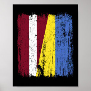 Latvia Ukraine Half Flag Latvian Ukrainian Heritag Poster