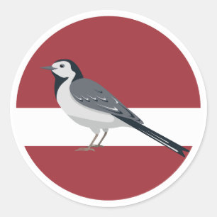 Latvia White wagtail Bird Latvian National Animal Classic Round Sticker