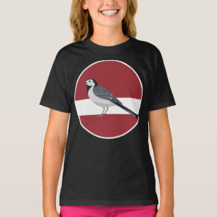 Latvia White wagtail Bird Latvian National Animal  T-Shirt