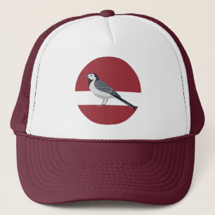 Latvia White wagtail Bird Latvian National Animal Trucker Hat