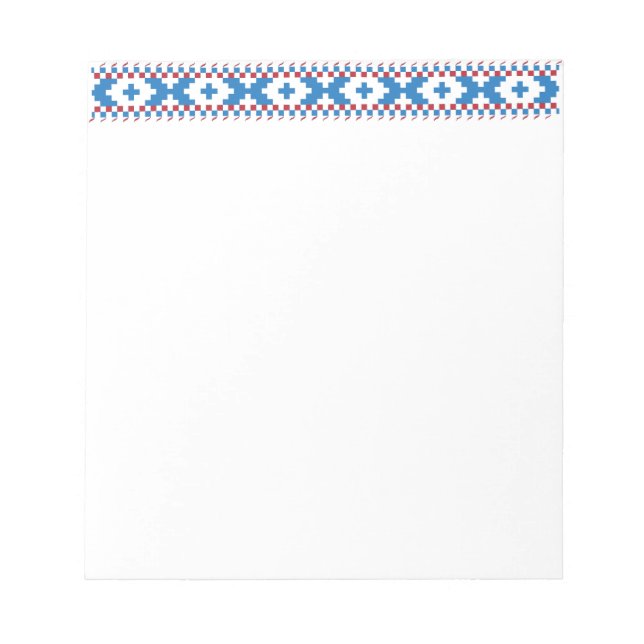 Latvian ancient signs blue, red, white folk art notepad (Front)