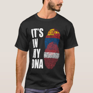 Latvian And Mongolian Mix DNA Heritage Flag T-Shirt