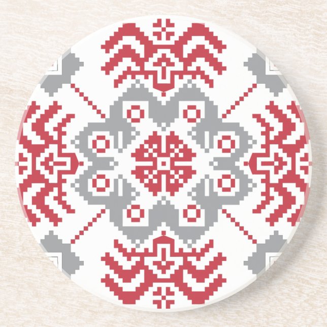Latvian Auseklis Folk art geometric medallion Coaster (Front)