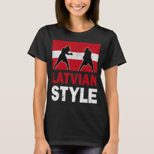 Latvian Boxing Vintage Latvia Flag Latvian Boxing  T-Shirt