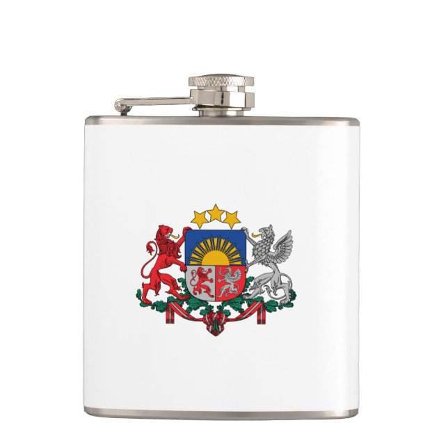 Latvian coat of arms hip flask (Front)