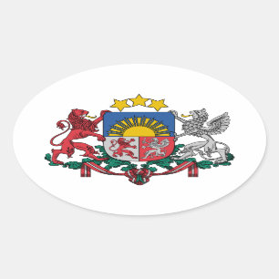 Latvian coat of arms oval sticker