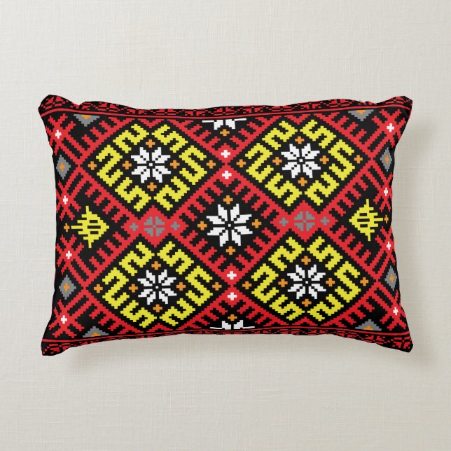 Latvian ethnographic design decorative cushion (Front)