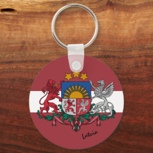 Latvian Flag & Latvia holiday, patriots / sports Key Ring