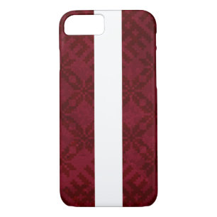 Latvian Flag with Traditional Auseklis Design Case-Mate iPhone Case