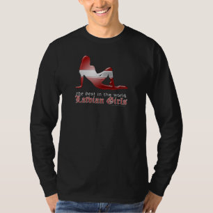 Latvian Girl Silhouette Flag T-Shirt