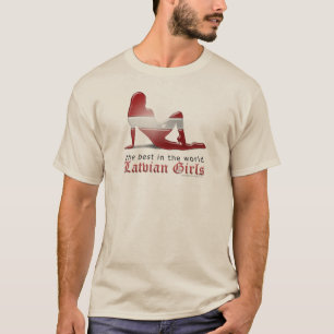 Latvian Girl Silhouette Flag T-Shirt