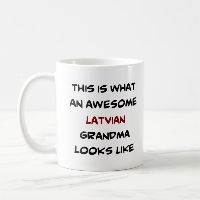 latvian grandma, awesome coffee mug (Left)