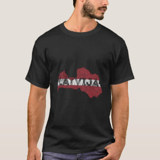 Latvian Map And Flag Distressed Latvia T-Shirt