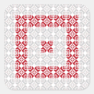 Latvian Morning SUN geometric pattern I Square Sticker