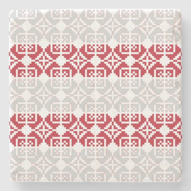 Latvian Morning SUN geometric pattern II Stone Coaster (Front)