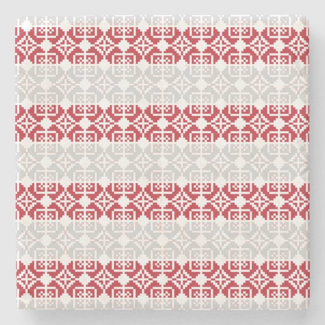 Latvian Morning SUN geometric pattern II Stone Coaster (Front)