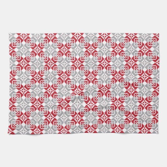Latvian Morning SUN geometric pattern III Tea Towel (Horizontal)