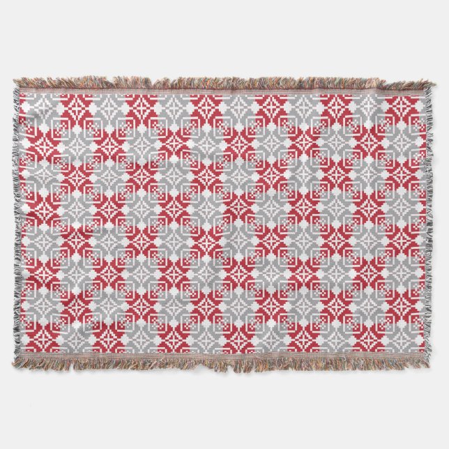 Latvian Morning SUN geometric pattern III Throw Blanket (Front)