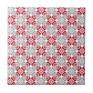 Latvian Morning SUN geometric pattern III Tile