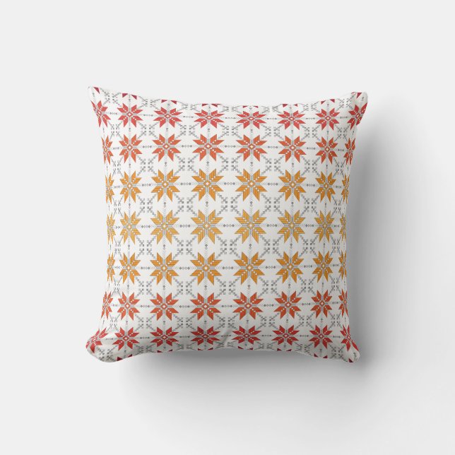 Latvian Morning SUN geometric pattern IV Cushion (Front)