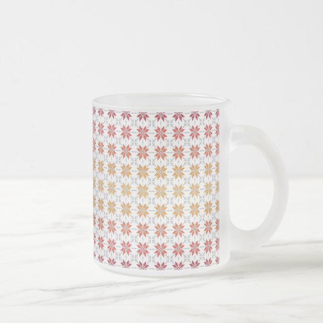 Latvian Morning SUN geometric pattern IV Frosted Glass Coffee Mug (Right)