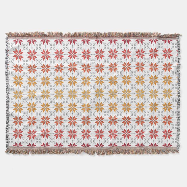 Latvian Morning SUN geometric pattern IV Throw Blanket (Front)