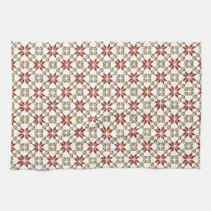 Latvian Morning SUN geometric pattern IX Tea Towel