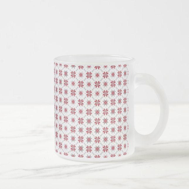 Latvian Morning SUN geometric pattern V Frosted Glass Coffee Mug (Right)