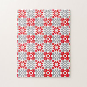 Latvian Morning SUN geometric pattern VI Jigsaw Puzzle