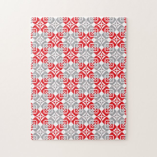 Latvian Morning SUN geometric pattern VI Jigsaw Puzzle (Vertical)