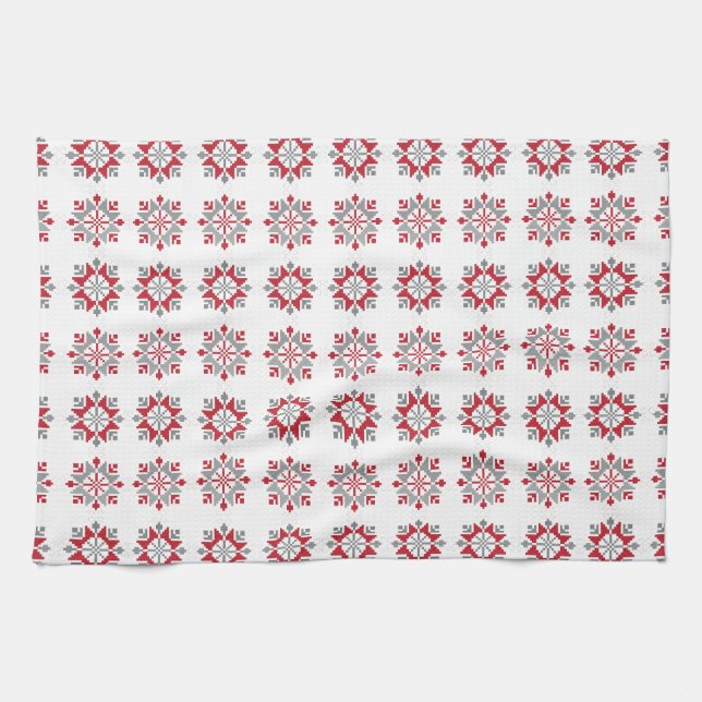 Latvian Morning SUN geometric pattern VII Tea Towel (Horizontal)