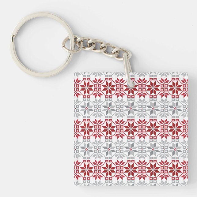 Latvian Morning SUN geometric pattern VIII Key Ring (Front)