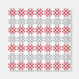 Latvian red and grey geometric Moon cross Magnet