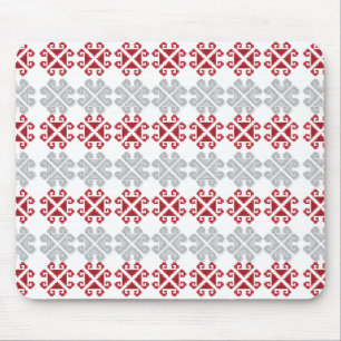 Latvian red and grey geometric Moon cross Mouse Pad