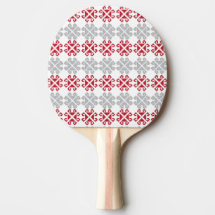 Latvian red and grey geometric Moon cross Ping Pong Paddle