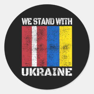 Latvian Support Ukrainian We Stand With Ukraine La Classic Round Sticker