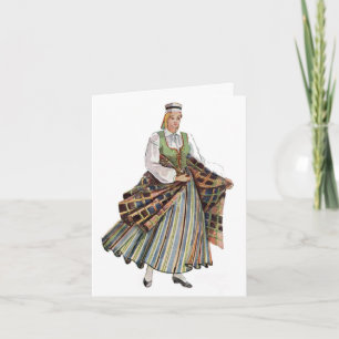 Latvian traditional costume card