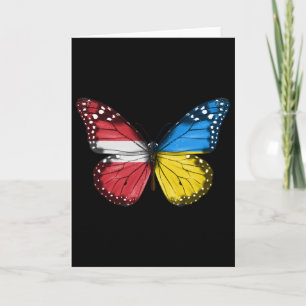 Latvian Ukrainian Flag Butterfly Latvia Ukraine  Card