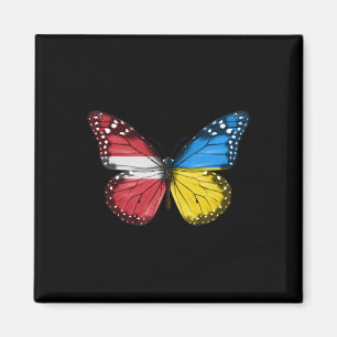 Latvian Ukrainian Flag Butterfly Latvia Ukraine Magnet