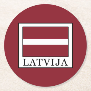 Latvija Round Paper Coaster