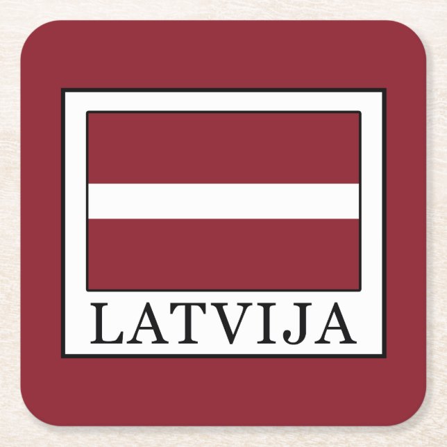 Latvija Square Paper Coaster (Front)