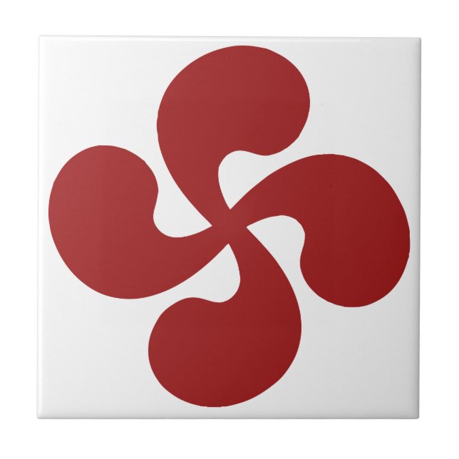 Lauburu Red Basque Cross Tile (Front)