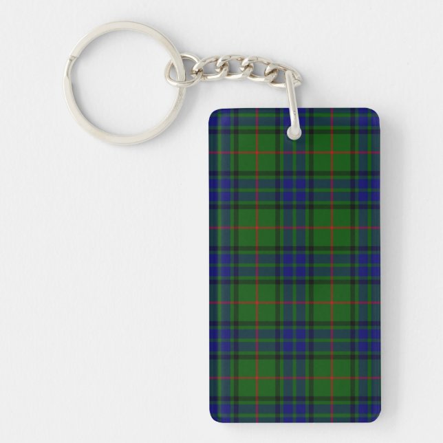 Lauder tartan blue green plaid key ring (Front)