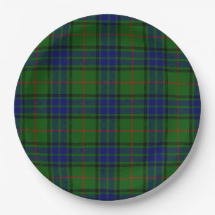 Lauder tartan blue green plaid paper plate
