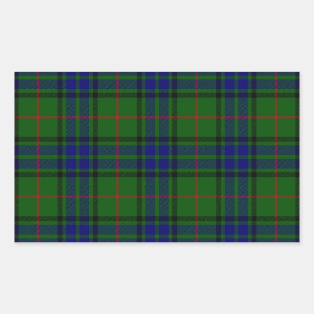 Lauder tartan blue green plaid rectangular sticker (Front)
