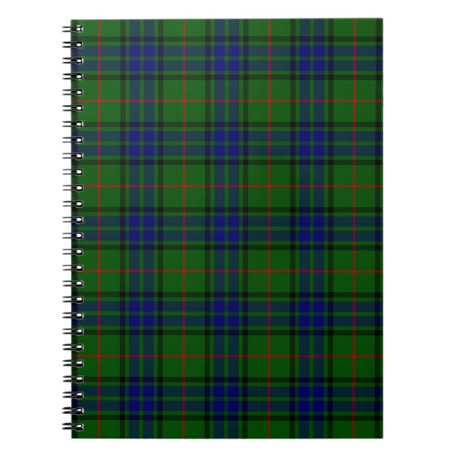Lauder tartan blue green plaid spiral notebook (Front)