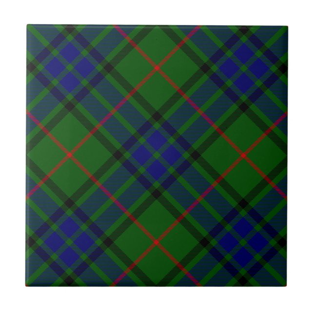 Lauder tartan blue green plaid tile (Front)