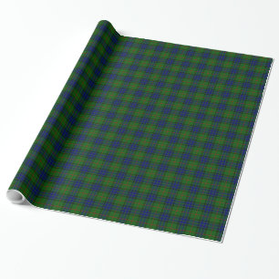 Lauder tartan blue green plaid wrapping paper