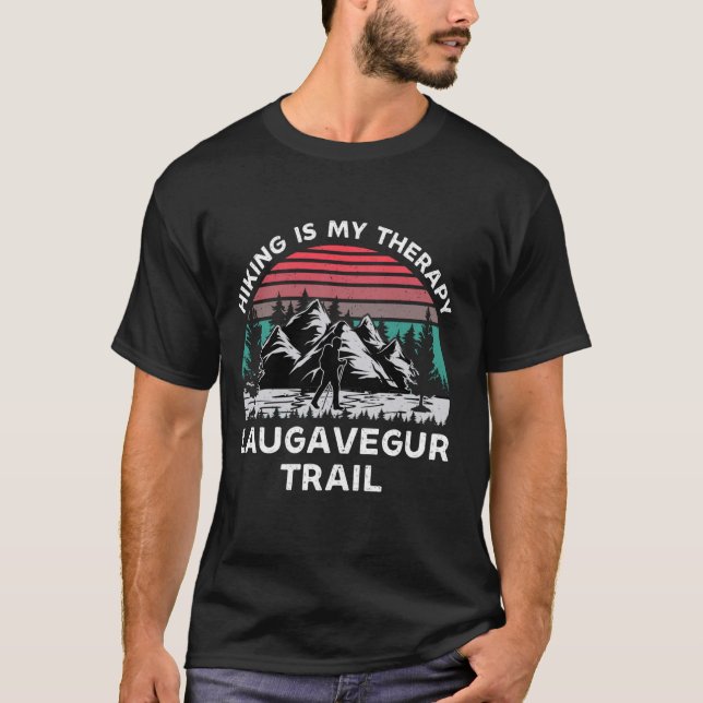 Laugavegur Trail Hiking Is My Therapy Outdoors Tre T-Shirt (Front)