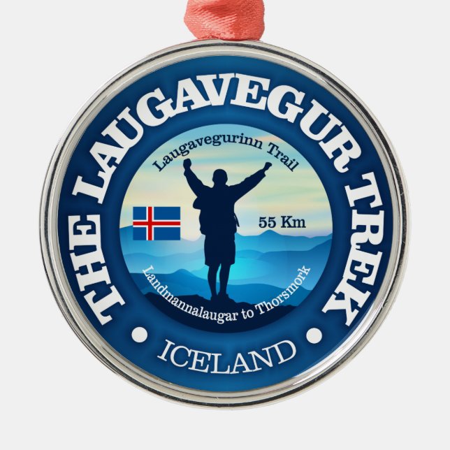 Laugavegur Trek (hiking) Metal Tree Decoration (Front)